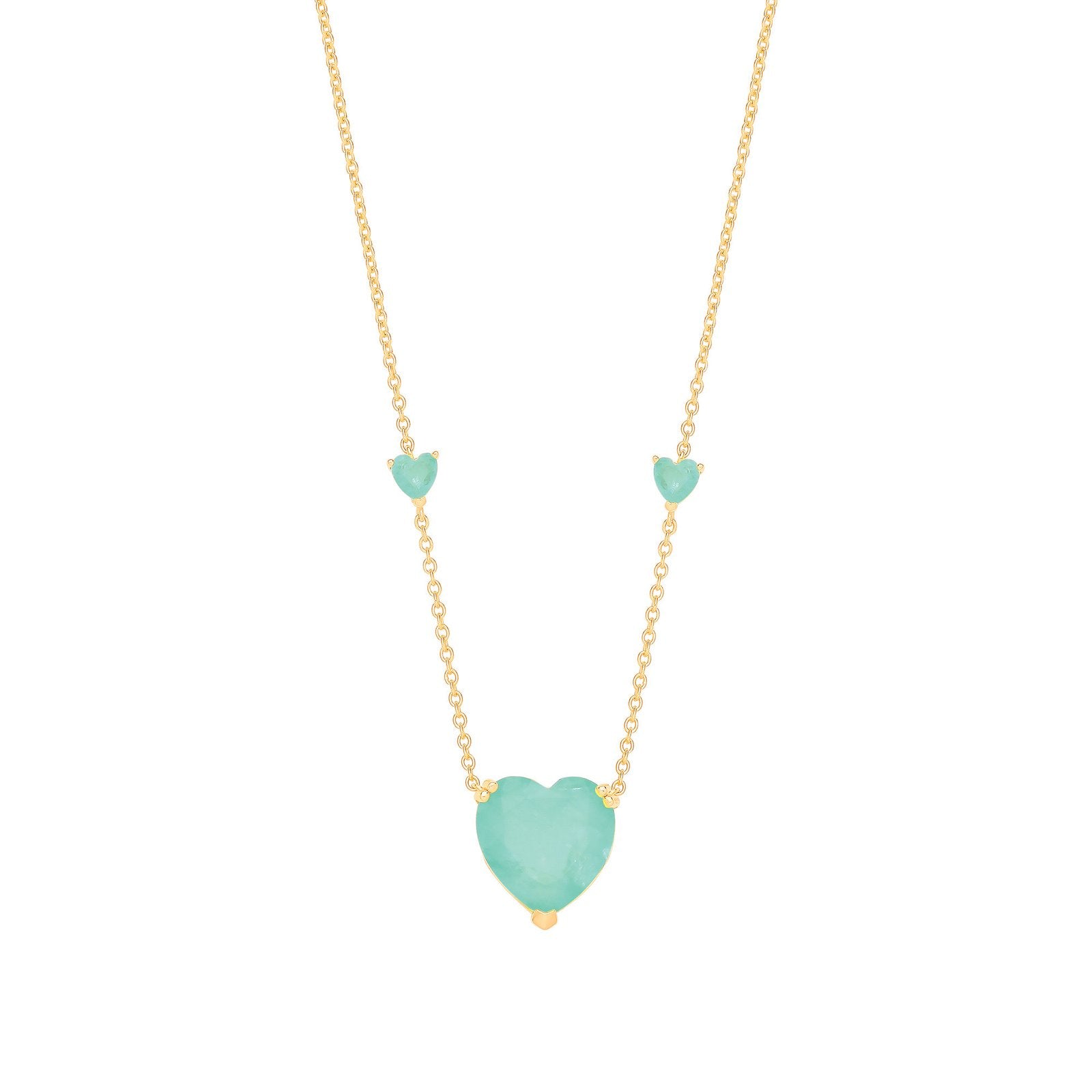 Silver Yellow Gold Plated, Green Heart Necklace - Fine Necklace - Certified Authentic – Luxury Jewellery by Imperial T